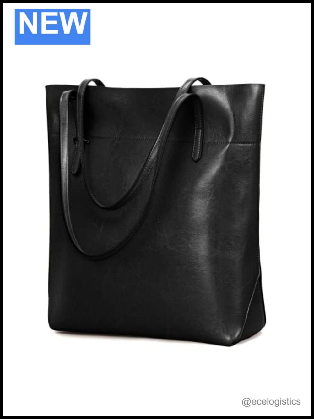 Genuine Leather Tote Shoulder Handbag Large 7 Pockets Adjustable Straps